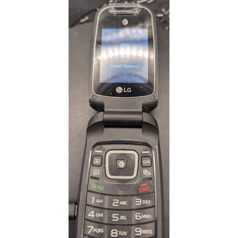 LG AT&T Flip Phone • Powers On • Missing Battery • Untested AS‑IS • Parts Only